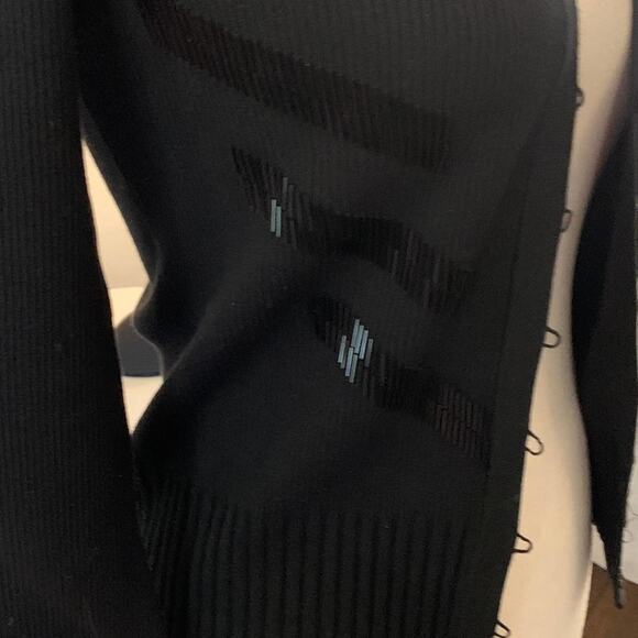 Cache black sweater sequin embellishments collar sleeve and front. S - Picture 14 of 14